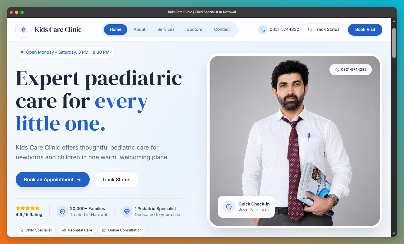 Kids Care Clinic website preview