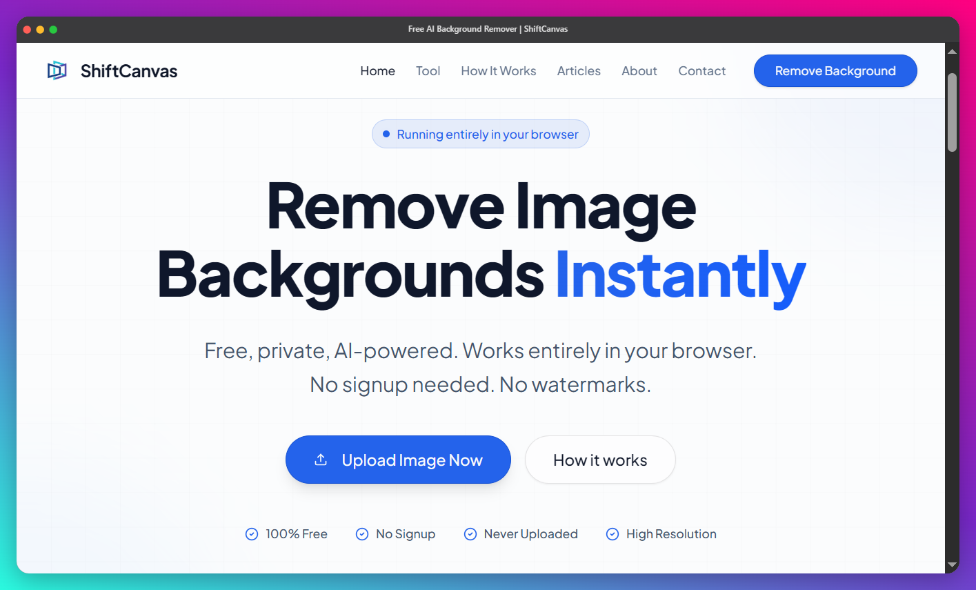 Shift Canvas website preview